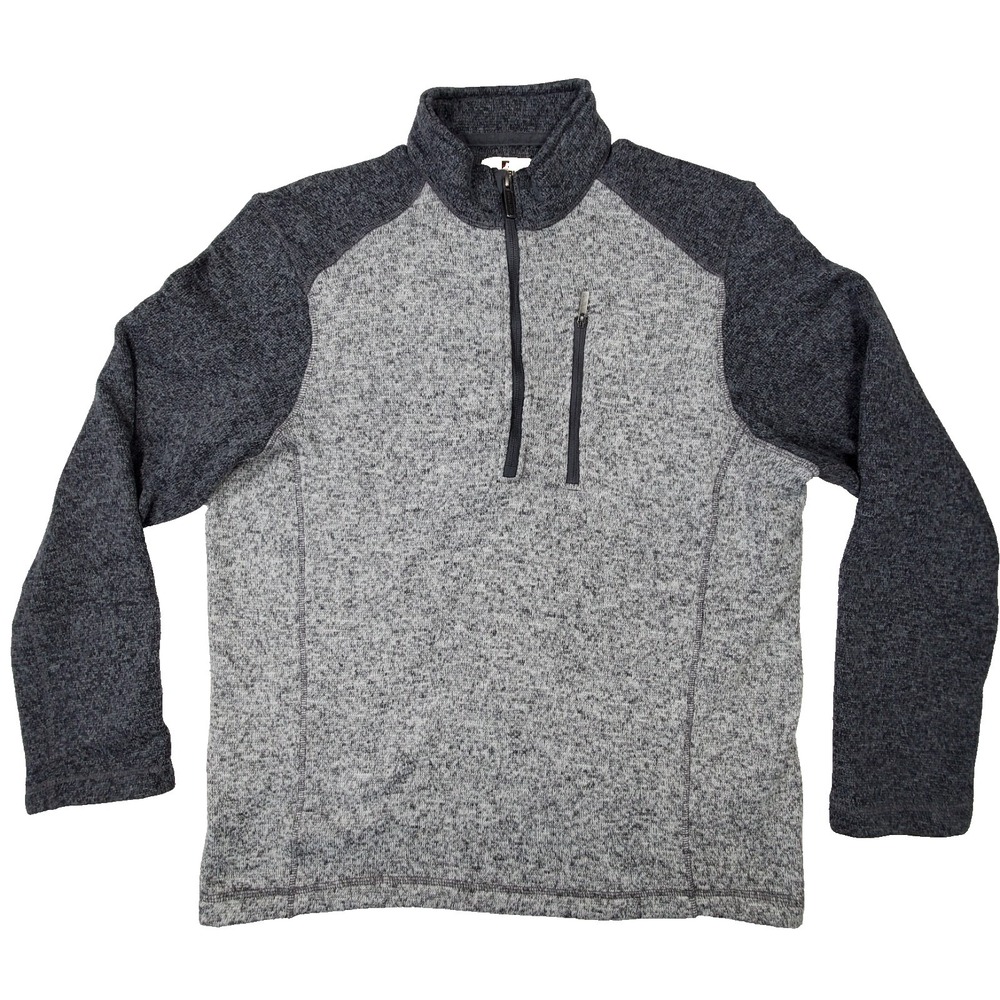 Woolrich Fleece Quarter Zip Pullover Mens Large Gray Sherpa Lined Sweater